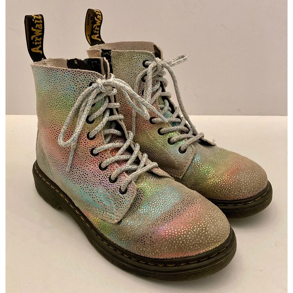 Doc Martens Airwalk Leather Multicolor Combat‎ Boots Lug Pascal J 1460 Kids Sz 2